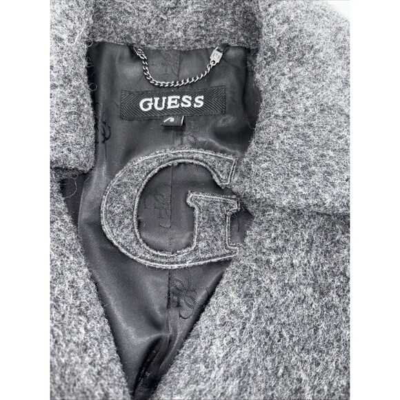 Guess Women’s Size Small Double Breasted Gray Wool Blend Short Style Lined Coat - Picture 2 of 10